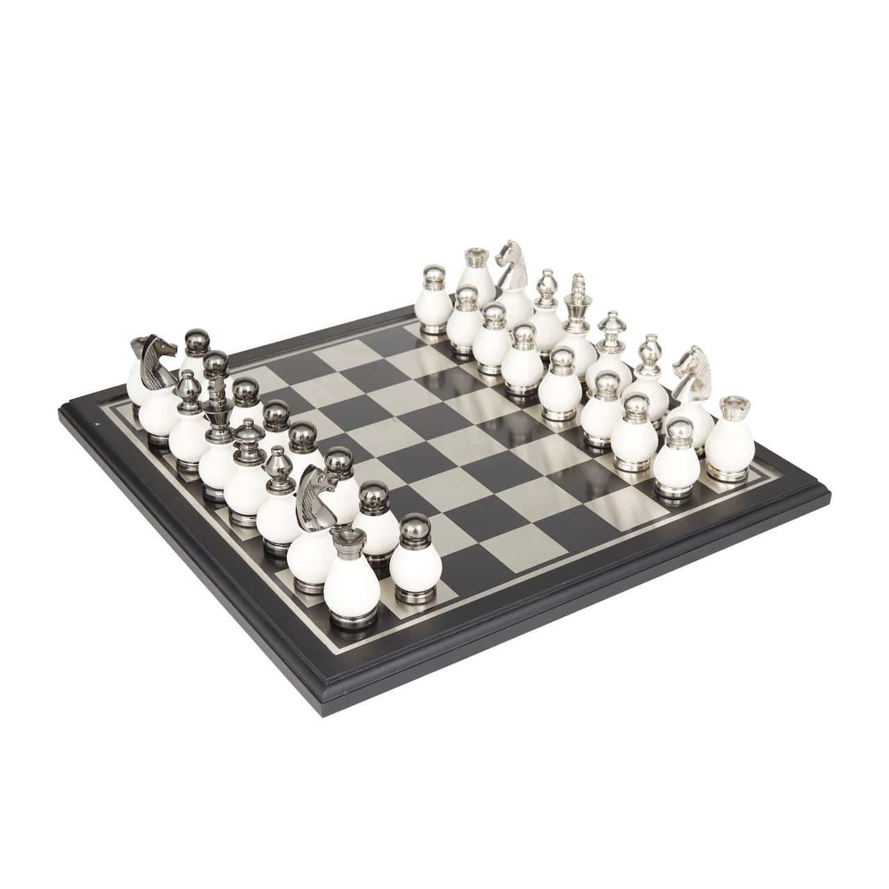 Black Aluminum Contemporary Game Set, 16" x 16" x 4"